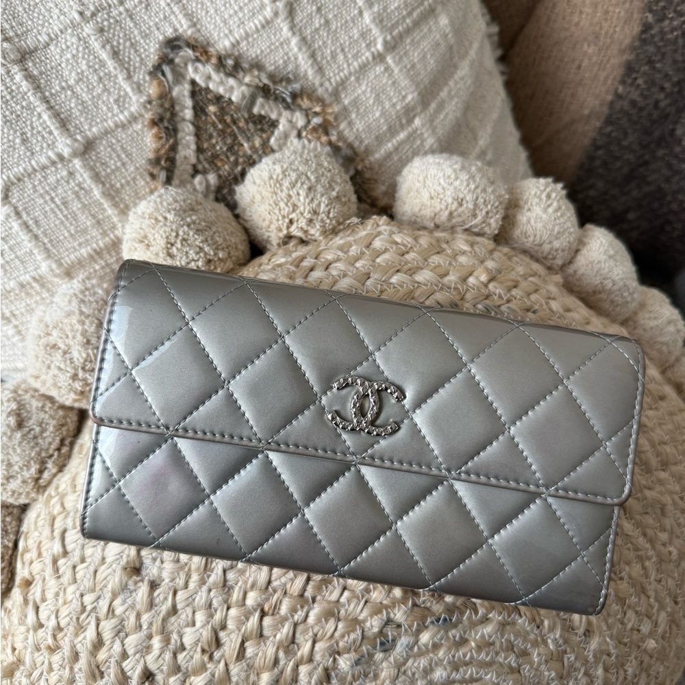 1 - Chanel Quilted Patent Leather Wallet